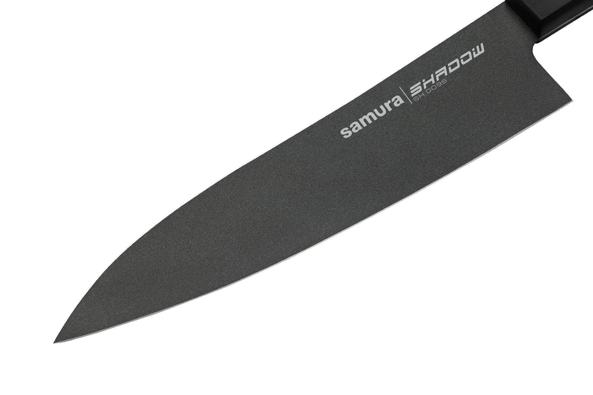 SH-0096 Нож кухонный "Samura SHADOW" Гранд Сантоку с покр. Black-coating 197мм, AUS-8, ABS пластик
