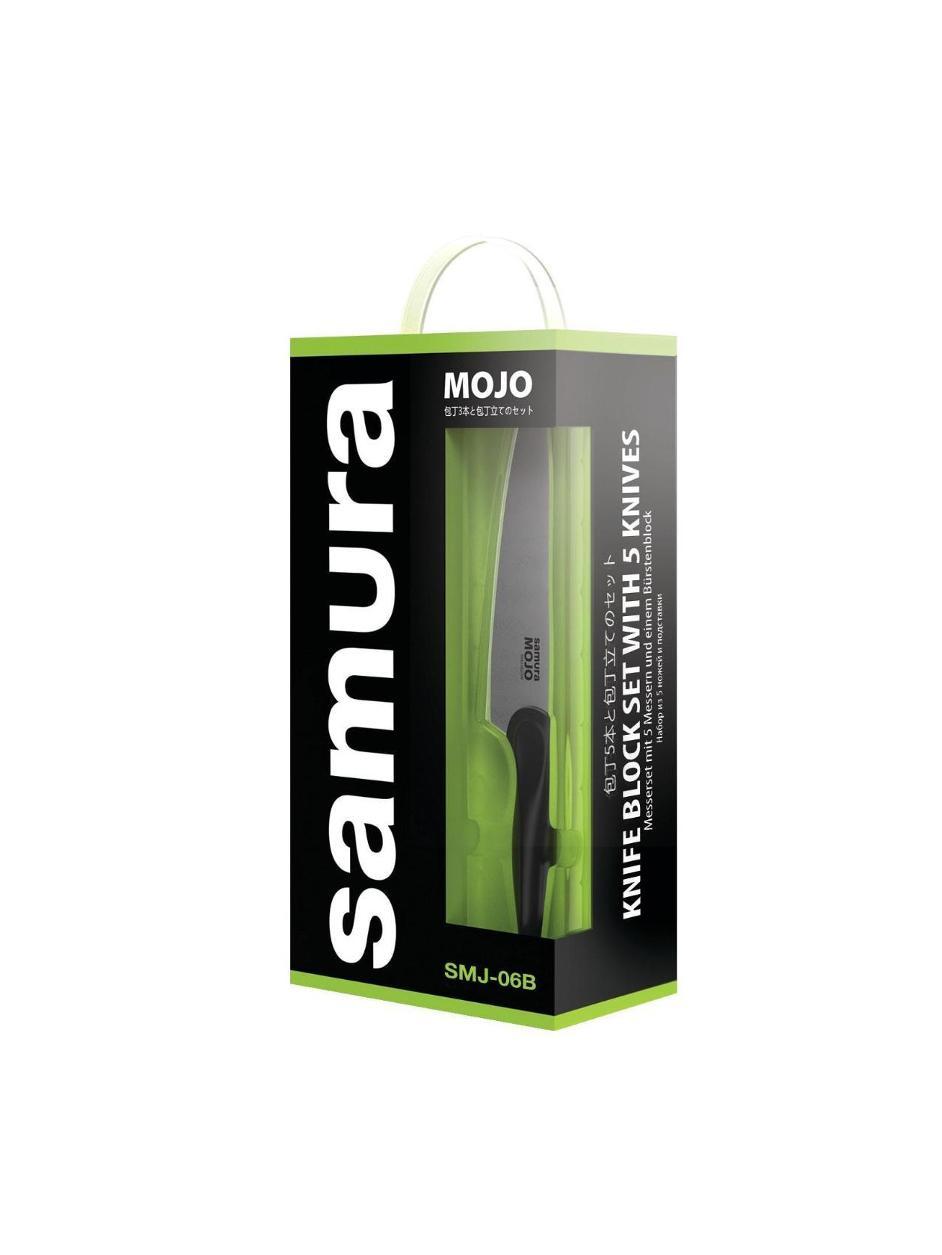 SMJ-06B Набор из 5 ножей и браш-подставки "Samura MOJO" 10,23,48,55,85, полипропилен чёрный