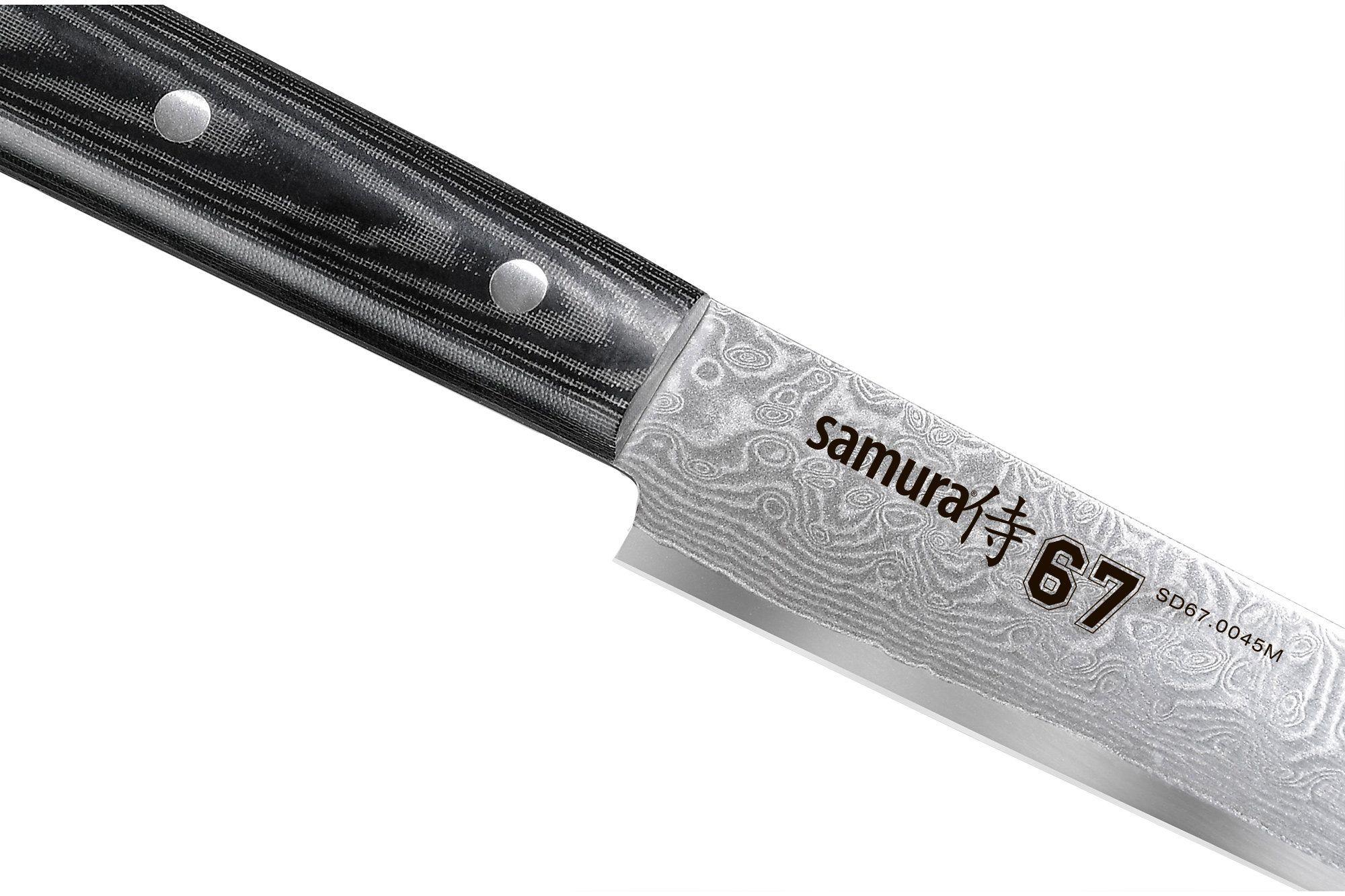 SD67-0045M Нож кухонный "Samura 67" для нарезки  195 мм, дамаск 67 слоев, микарта