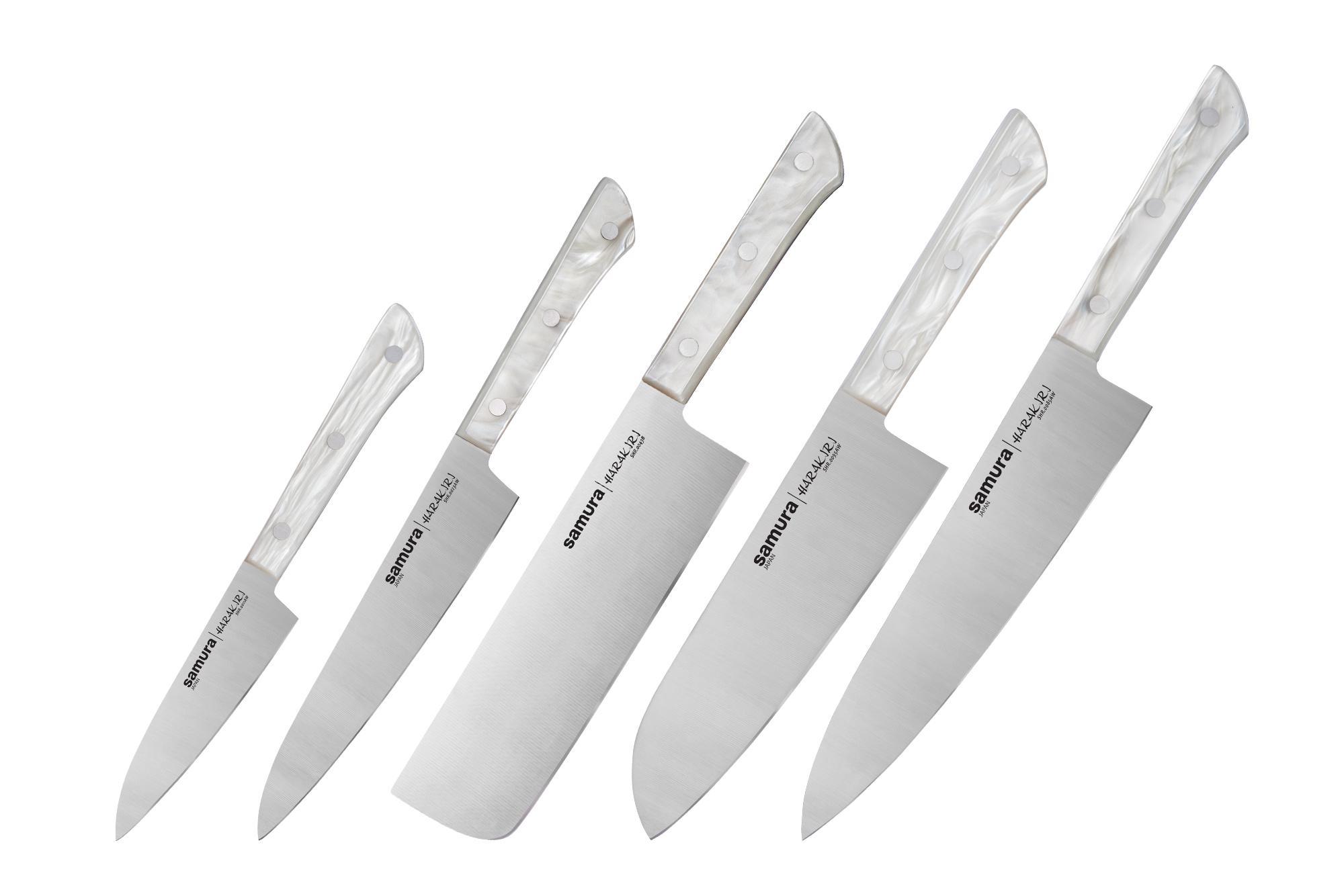 SHR-0250AW Набор ножей 5 в 1 "Samura HARAKIRI" 11,23,43,85,95,  корроз.-стойкая сталь, белый акрил