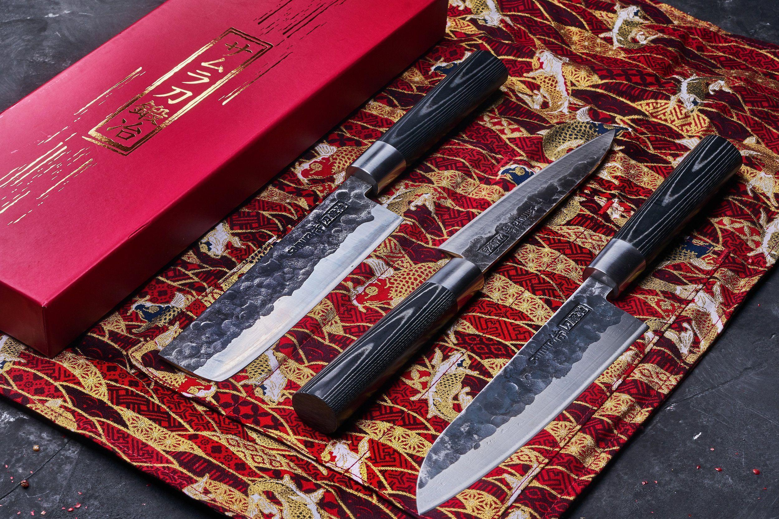 SBL-0220 Набор из 3 кухонных ножей "Samura BLACKSMITH" (23, 43, 95), AUS-8, микарта