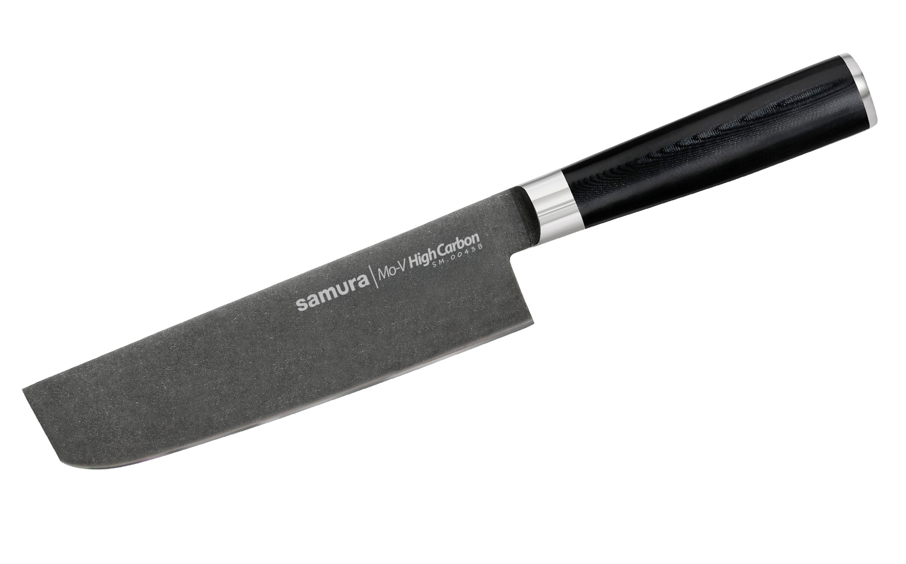 SM-0043B Нож кухонный "Samura Mo-V Stonewash" накири 167 мм, G-10