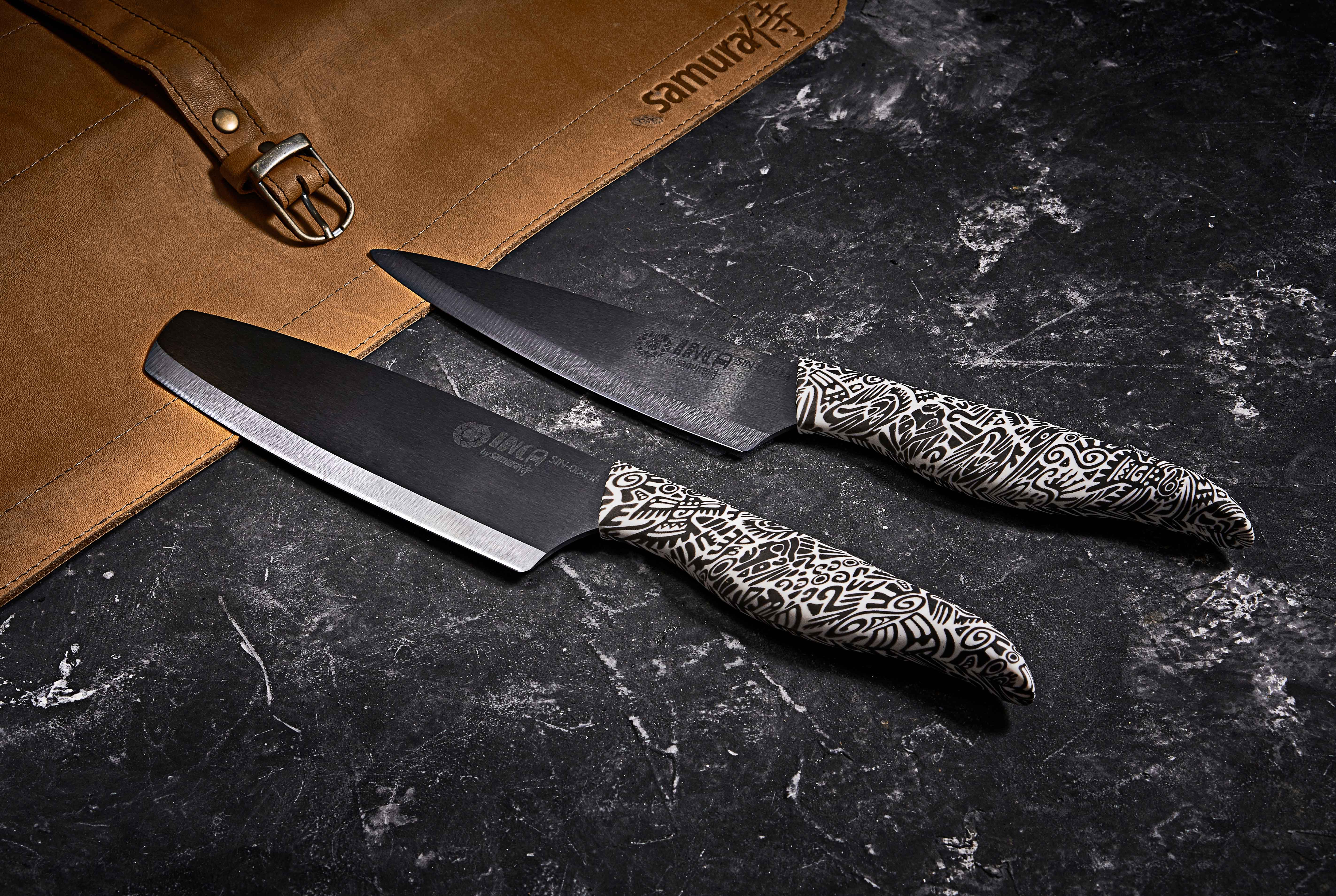 SIN-0043B Нож кухонный "Samura Inca" накири 165 мм, чёрная циркониевая керамика