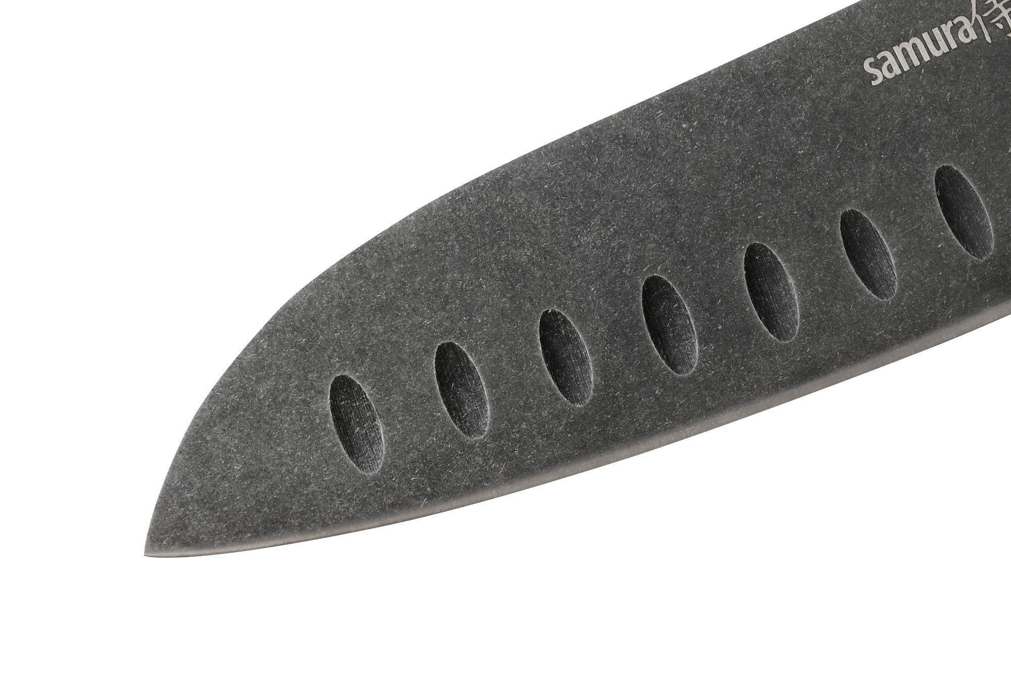 SM-0094B Нож кухонный "Samura Mo-V Stonewash" Сантоку 180 мм, G-10
