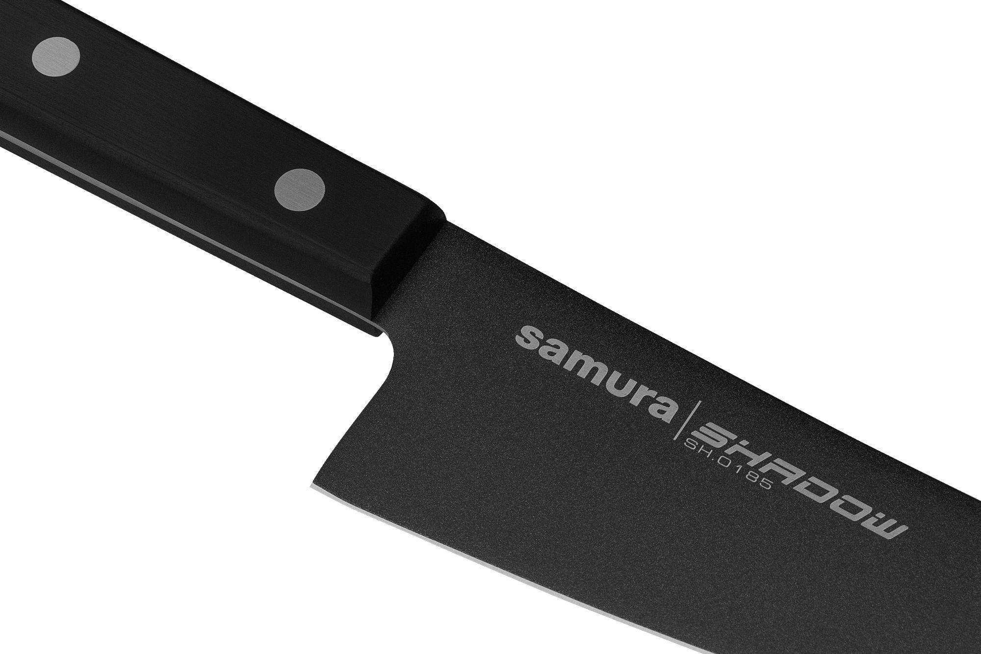 SH-0185 Нож кухонный "Samura SHADOW" Гюто с покрытием Black-coating 182 мм, AUS-8, ABS пластик