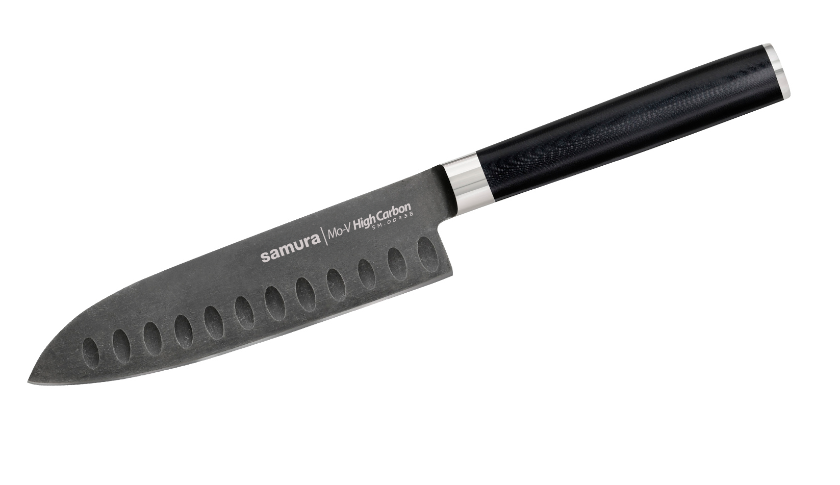 SM-0093B Нож кухонный "Samura Mo-V Stonewash" Сантоку 138 мм, G-10
