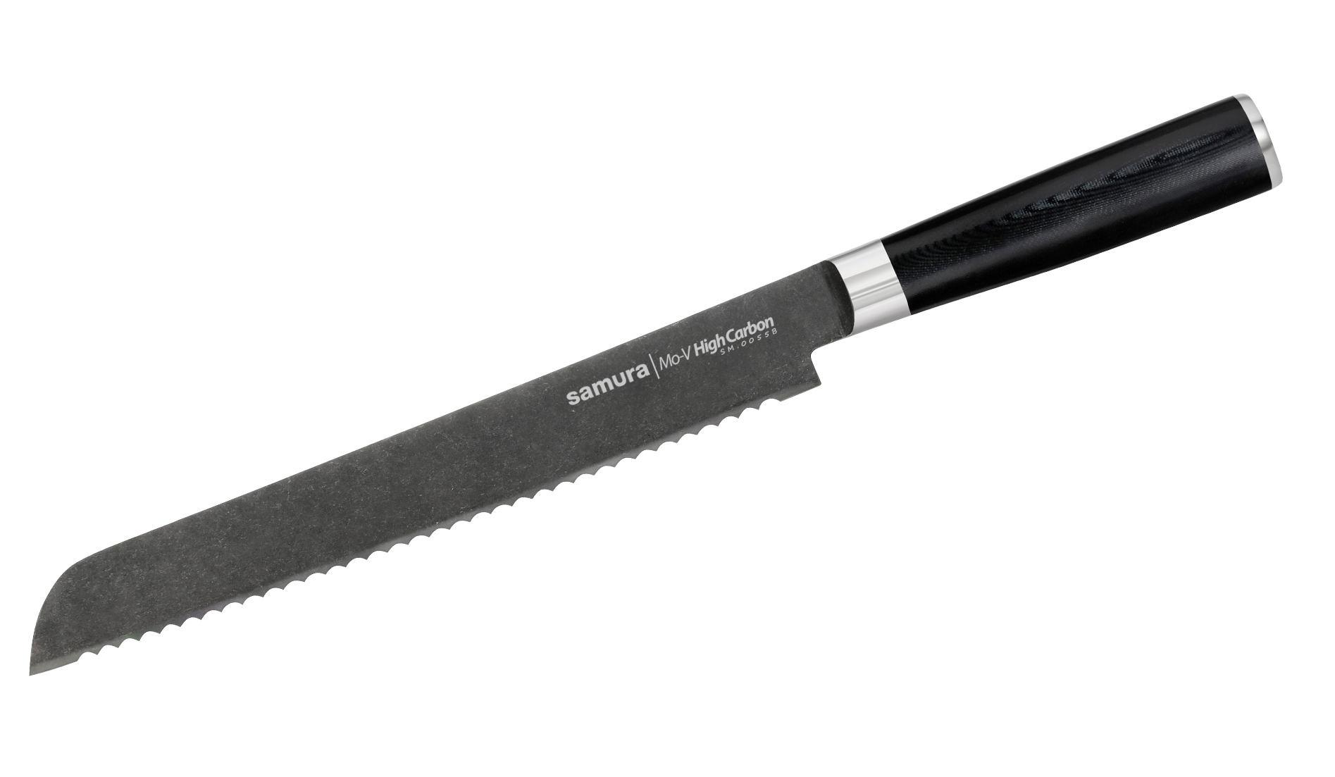 SM-0055B Нож кухонный "Samura Mo-V Stonewash" для хлеба 230 мм, G-10 