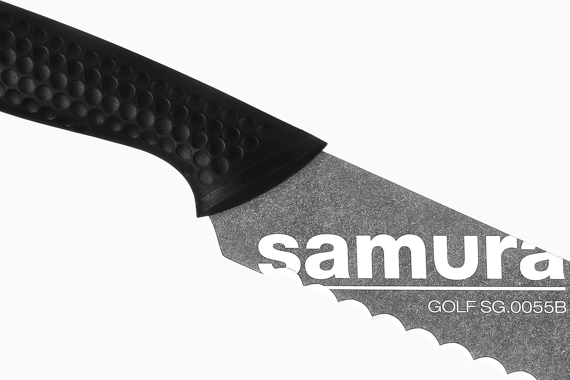 SG-0055B/K Нож кухонный "Samura GOLF Stonewash" для хлеба 230 мм, AUS-8