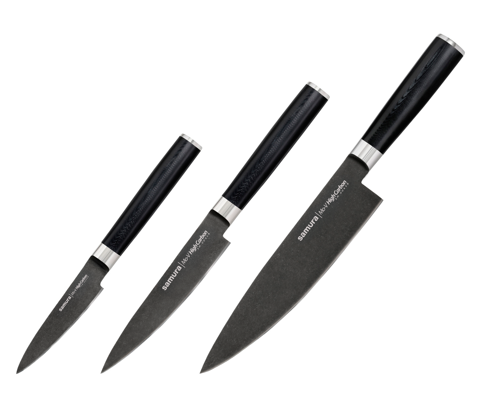 SM-0230B Набор из 3 ножей "Samura Mo-V Stonewash" (10, 21, 85), G-10