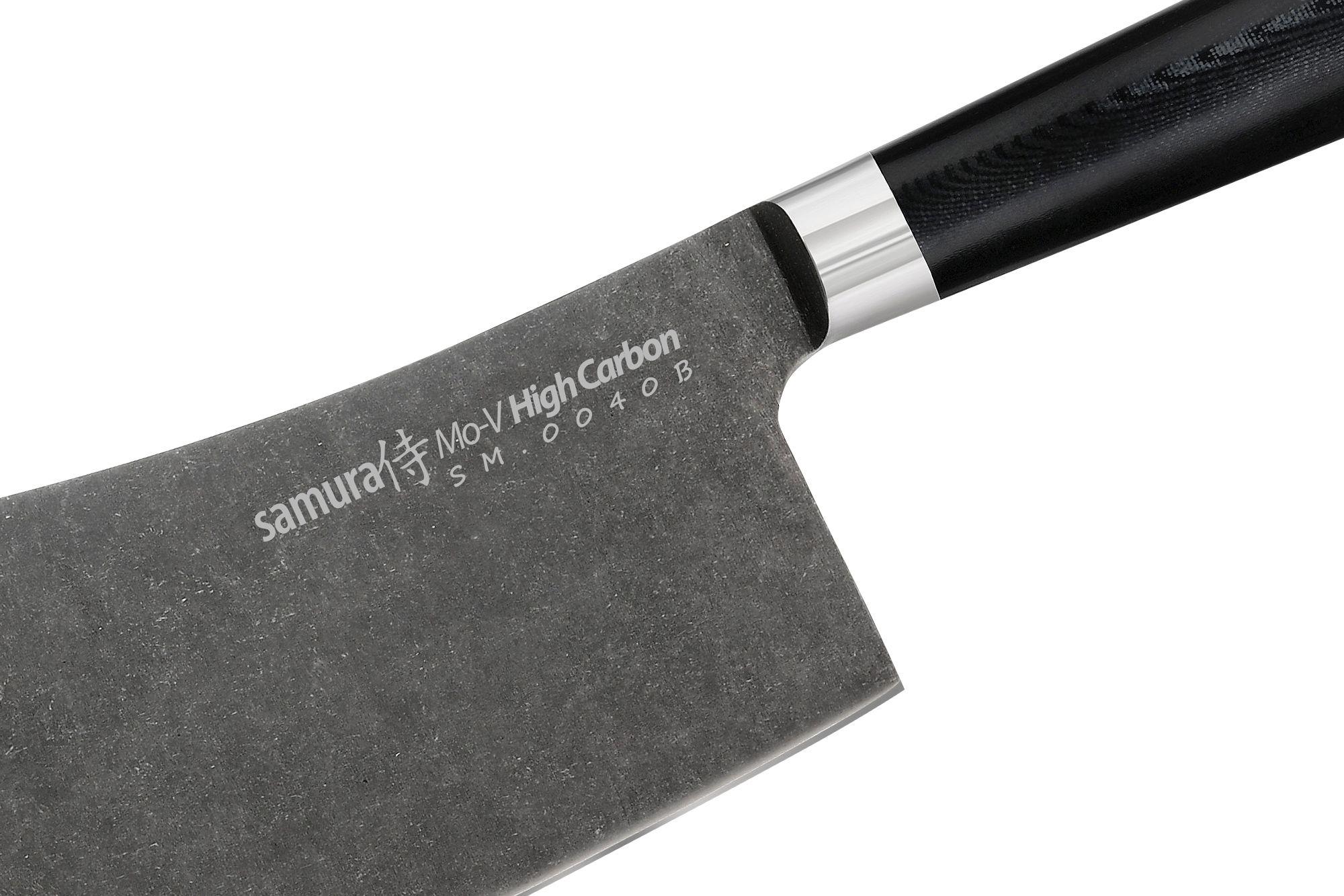 SM-0040B Топорик кухонный "Samura Mo-V Stonewash" 180 мм, G-10