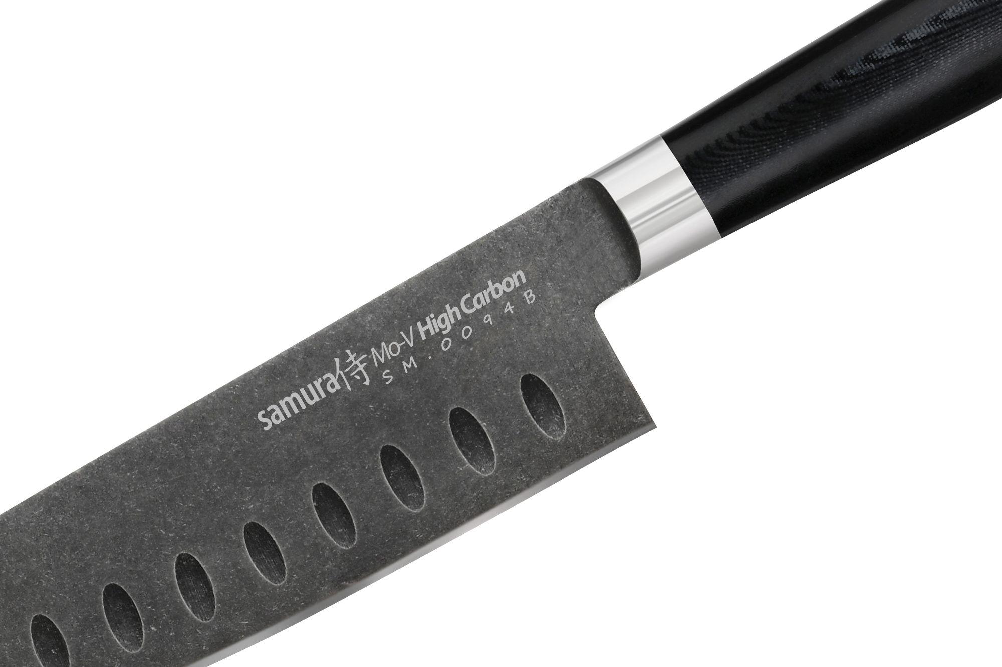 SM-0094B Нож кухонный "Samura Mo-V Stonewash" Сантоку 180 мм, G-10