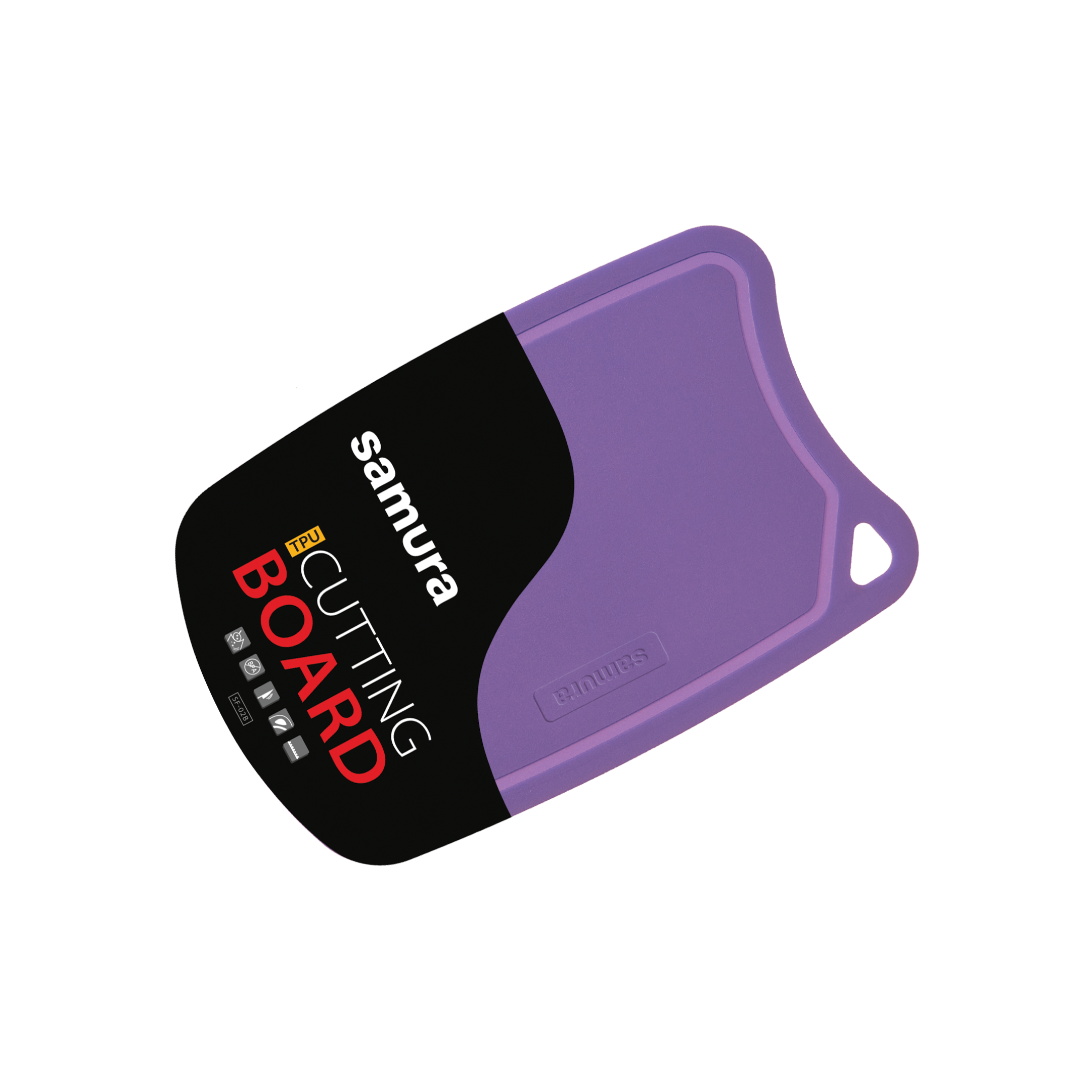 SF-02V Доска Samura FUSION термопластиковая с антибактериальным покрытием, 380х250х2 (фиолетовая)