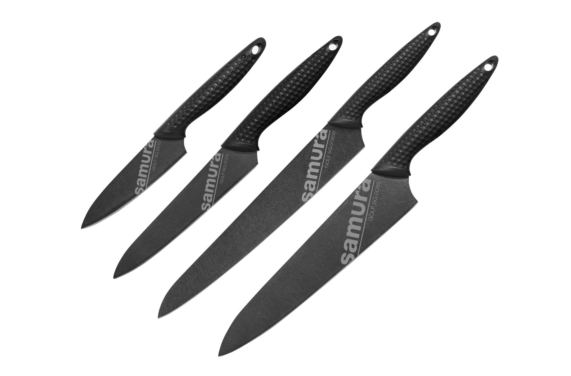 SG-0240B Набор из 4 кухонных ножей "Samura GOLF Stonewash" (10B, 23B, 45B, 85B), AUS-8  (Уценка)