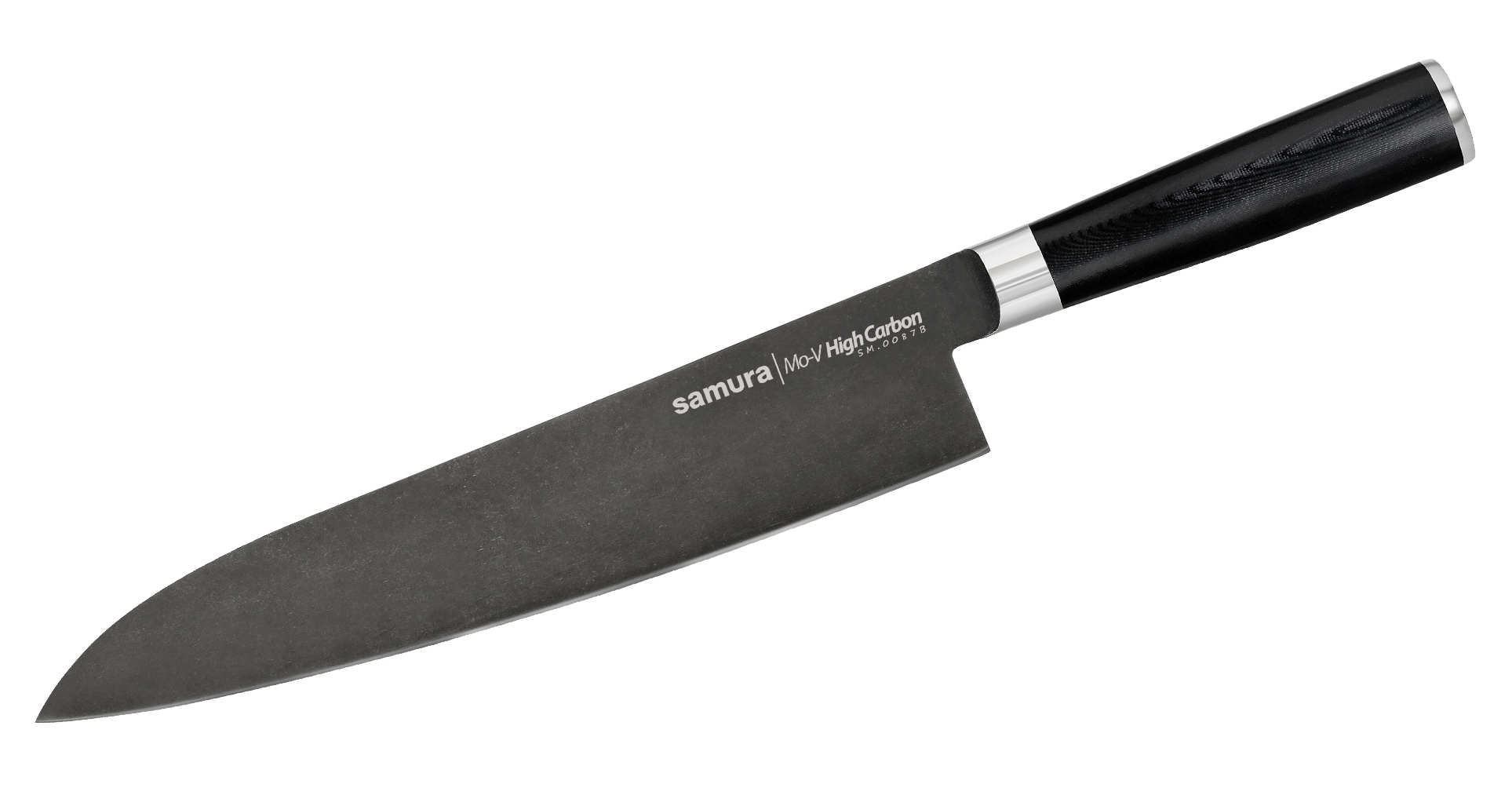 SM-0087B Нож кухонный "Samura Mo-V Stonewash" Гранд Шеф 240 мм, G-10
