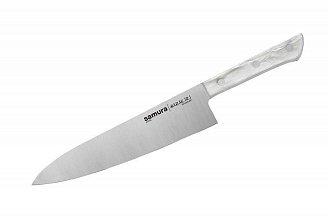 SHR-0085AW/K Нож кухонный "Samura HARAKIRI" Шеф 208 мм, корроз.-стойкая сталь, белый акрил (с тату)