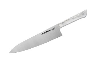 SHR-0085AWS Нож кухонный "Samurai HARAKIRI" Шеф 208 мм, корроз.-стойкая сталь, белый акрил (С тату)