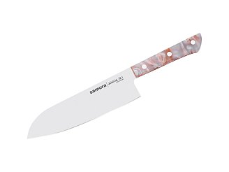 SHR-0095ABE Нож кухонный "Samura HARAKIRI" Сантоку 175 мм, корроз.-стойкая сталь, беж. акрил
