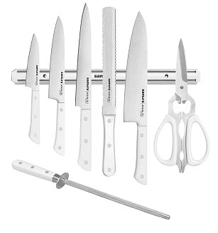 SHR-0280W Набор ножей Super Set 8 в 1 "Samura HARAKIRI" 11,23,45,57,85,мусат,ножницы, м. держатель