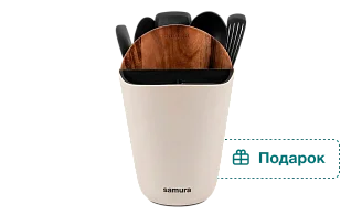 SUH-01BE Набор 7 в 1 Samura: подставка для ножей и аксессуаров, разд. доска, 5 кух. акс-в, Бежевая